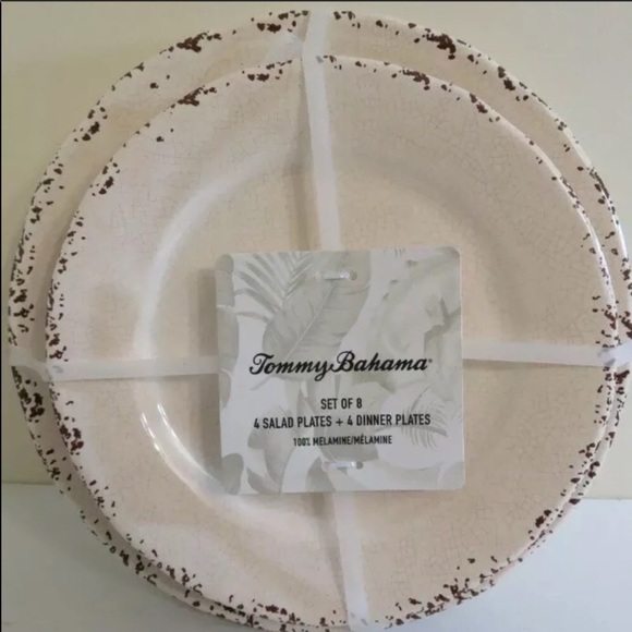 Tommy Bahama Other - Tommy Bahama Melamine Rustic Crackle Plates 8 pcs